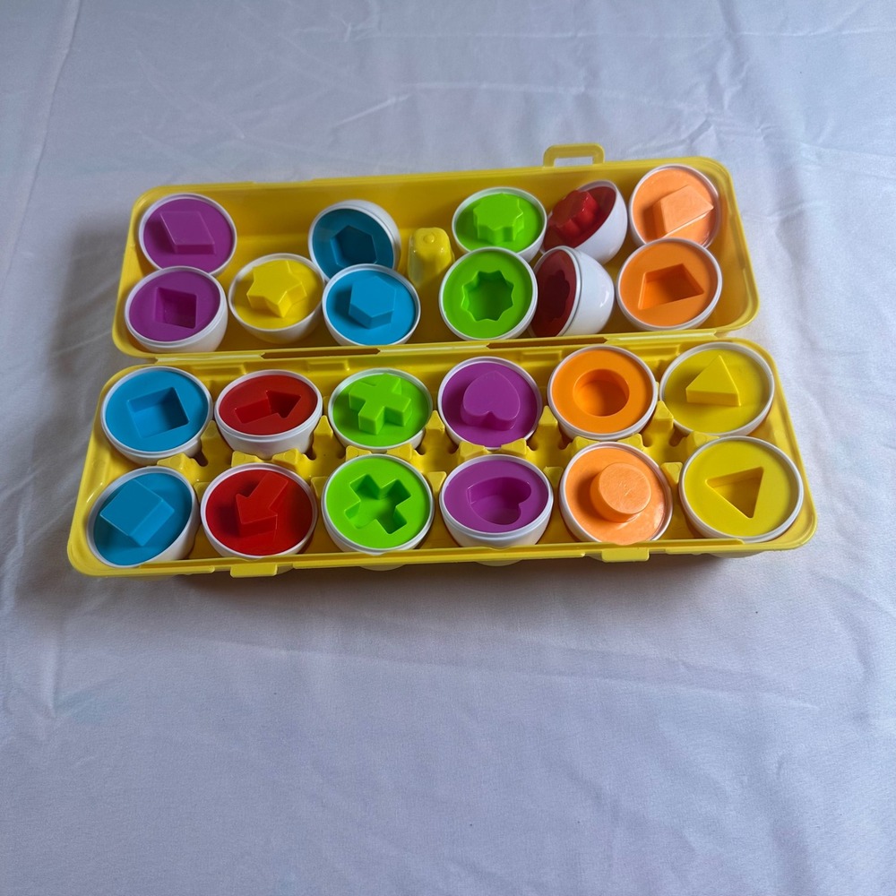 Prextex My First Find & Match Eggs Color Shape Sorting Toy Set 12 Eggs Case